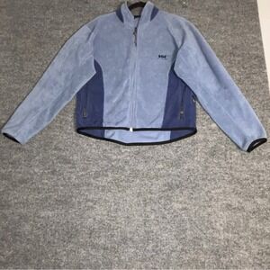 Helly Hansen Jacket Womens Medium Blue Fleece Full Zip‎ Pockets Outdoor Hiking